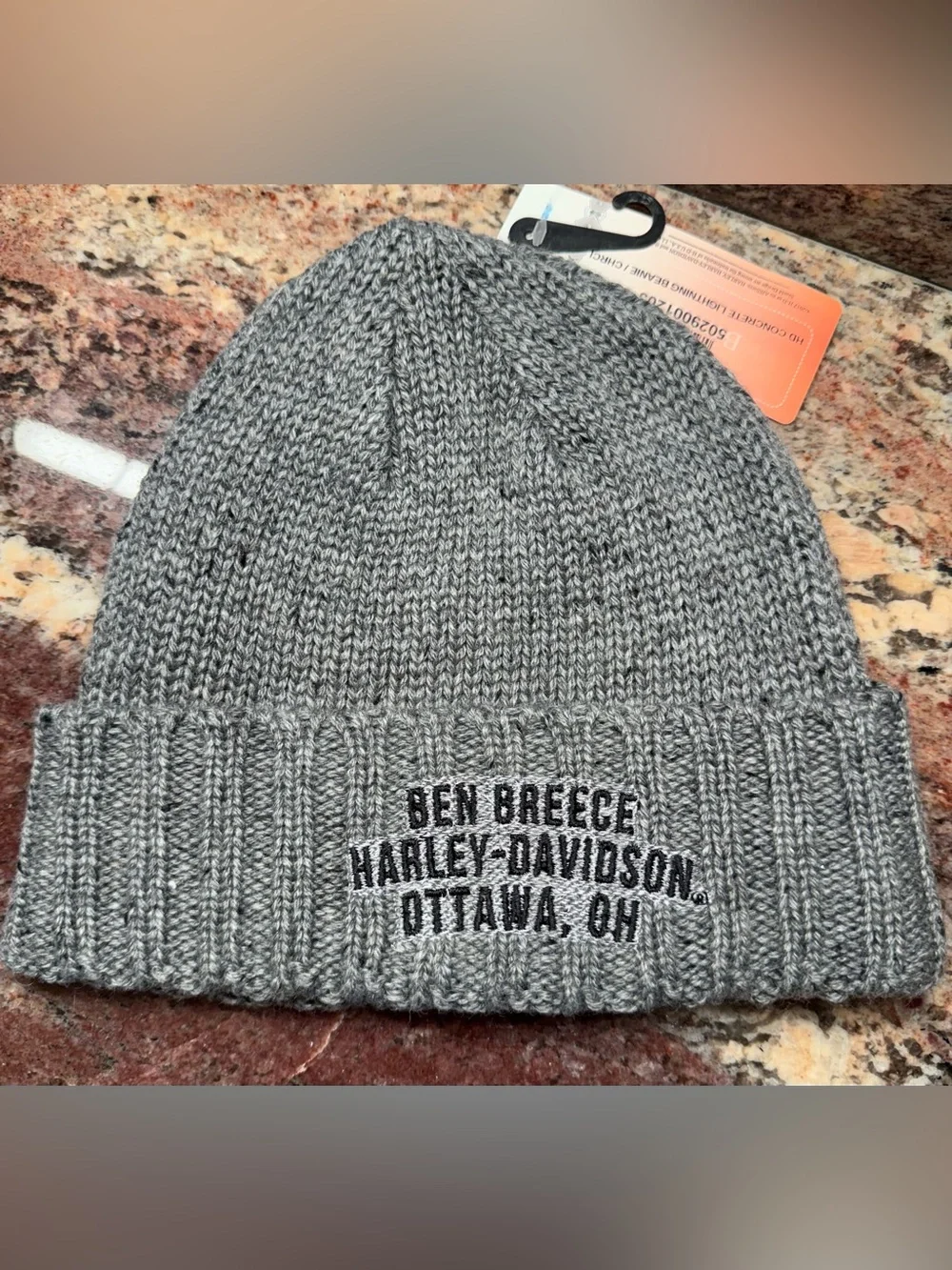 Harley-Davidson Gray Knit Cuffed Beanie with Logo Patch